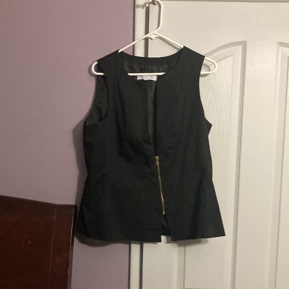 New York & Company Jackets & Coats Black Vest Gold Zipper Fitted